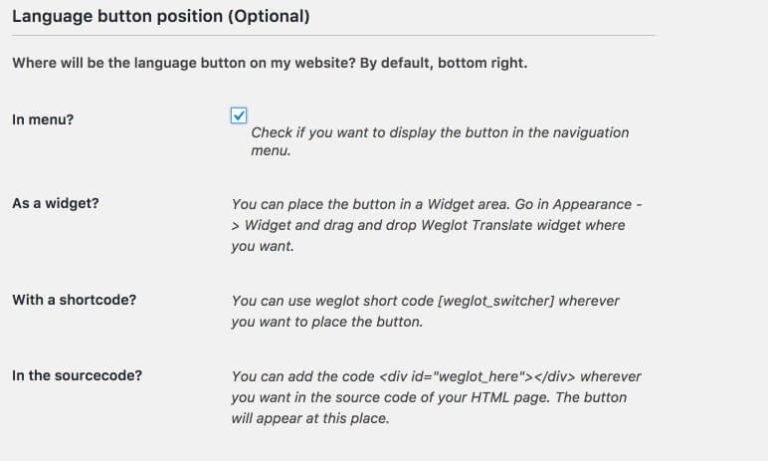 Weglot configuration part 3