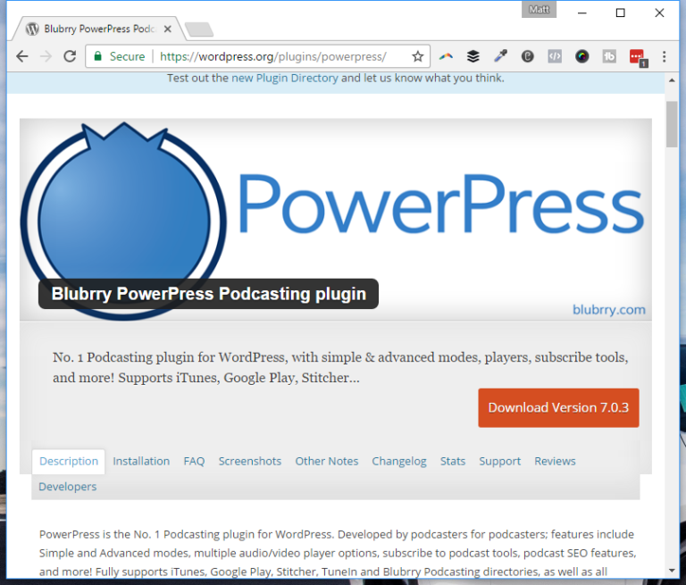 Blubrry PowerPress plugin